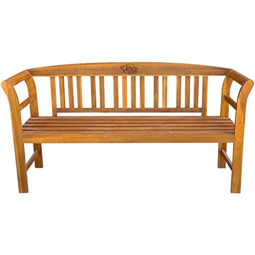 Panchina da giardino in legno di acacia massiccio, 157 x 45 x 82,5 cm