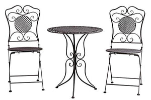 Mobili da Giardino Set Giardino Tavolo e 2 sedie in Metallo Antico Stile Marrone