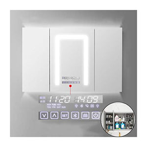 LTINN Armadietto con Specchio da Bagno Illuminato a LED Bianco, Armadio da Parete in Acciaio Inossidabile antiappannante per Soggiorno con WC