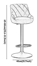 GXK - Sgabello girevole da bar rotondo, in velluto, con gambe in metallo, altezza regolabile (colore: nero)