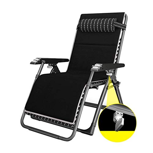 Sywlwxkq Sedia Relax da Ufficio con Balcone Lettini Prendisole Poltrone reclinabili con Cuscini | Sedia da Giardino Pieghevole reclinabile Imbottita | Sedie a Sdraio Nere con portabicchieri