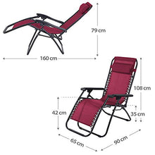 Aktive 62191 – Sdraio Gravity Zero Bordeaux, reclinabile e pieghevole, 178 x 65 x 110 cm