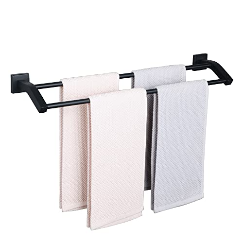 Sayayo Porta Asciugamani Bagno Nero, 60CM Doppio Portasciugamani in Acciaio Inox SUS304, Porta Salviette da Parete per Cucina Bagno, EGK9009-B