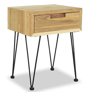 Pissente - Comodino con piede in metallo, per divano, rustico, tavolo da casa, hotel, ufficio, 40 x 30 x 50 cm