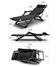 SHUAIIJUAN Sedia per il tempo libero domestico Folding Chair Giardino Sdraio Sdraio Outdoor Leisure reclinabili sedie da campeggio Relaxer letto for i Piscina Spiaggia Pesca Max.250kg - Nero