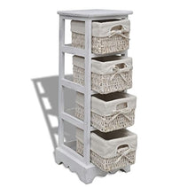 Lingjiushopping Contenitore bianco di legno con 4 cestini tessuti Dimensioni: 25 x 28 x 74 cm (L x W x H) Armadietti e stipi