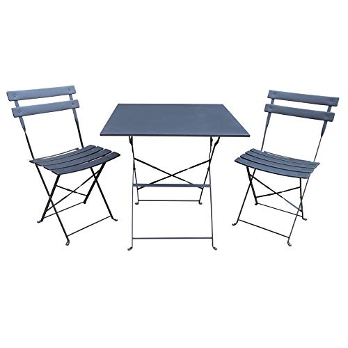 Paniate Design Set Bistrot Tavolo 70x70 + 2 Sedie Antracite