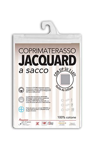 V.I.P. Very Important Pillow V.I.P. Sacco Coprimaterasso in Cotone Fasciato Lavorazione Jacquard con Zip, Facile da Infilare, Matrimoniale cm 170 x 200 h. 27 cm, Cerniera su 3 Lati, 22