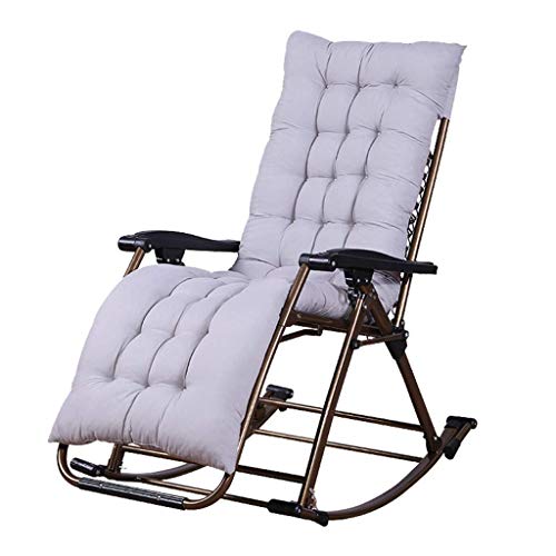 FGVBC Sedia a Dondolo da Giardino reclinabile per Adulti Relax Comfort Sedia da Sdraio Pieghevole Sedie a Sdraio Reclinabile con Cuscini per Patio Portico Giardino Prato Campeggio