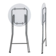 BAKAJI Tavolino Bistrot in Metallo per Esterno Pieghevole Diametro 60 cm Altezza 110 cm Tavolo Alto Piano Rotondo in MDF per Bar Casa Giardino Ristorante Colore Grigio