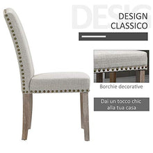 homcom Set 2 Sedie Imbottite Classiche da Salotto e Soggiorno, Rivestimento in Poliestere e Gambe in Legno, Grigio Chiaro, 51x64x99.5cm