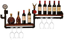 DJSMjbj LOFT - Portabottiglie da parete in legno, da appendere a parete, per bicchieri da vino, champagne e bottiglie di vino, a doppia parete