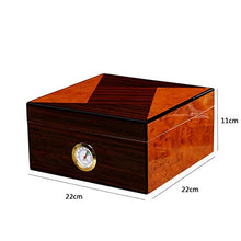 Scatola per Sigari in Legno di Cedro Humidor Scatola per Sigari Portatile Scatola per Sigarette Cerniera in Metallo con Vernice per Pianoforte Doppia Ogni Zona con Umidificatore Termometro