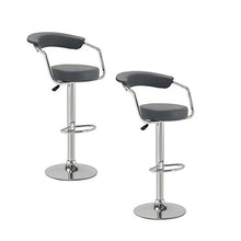 Vendideur Pro - Set di 2 sgabelli da bar con braccioli regolabili, girevoli a 360°, colore: grigio, per salotto, bancone e cucina