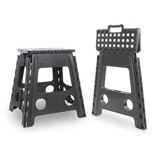 Sgabello pieghevole resistente da 38,1 cm di altezza, multiuso, in plastica, antiscivolo, pieghevole e facile da riporre, ideale per casa, cucina, bagno, giardino, per bambini o adulti (nero)