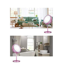 Specchio da trucco da tavolo, 360 gradi doppio specchio (ingrandimento su un lato) regolabile in tre colori LED Touch Light per bagno e toeletta