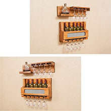 Classico Multifunzione Vino mensola montaggio a parete di legno di pino bottiglia di vino |Rack Glass |Mensola Holder Vino stand |Titolare Calice Hanging 5 Wine Glass ripiano for ristoranti, 60x36cm q