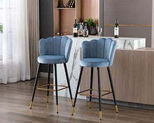 CIMOO CIMOTA Sgabello da bar in velluto moderno cucina sgabelli con schienale 30 78,7 cm Tufted Bar Altezza Sedia da pranzo per Home Bar, Haze Blue, 1PC
