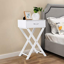 COSTWAY Tavolino Laterale, Comodino con Cassetto in MDF Ecologico per Soggiorno e Camera da Letto, Bianco