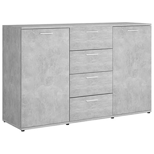 Lasamot Credenza Mobile Laterale Armadio da Cucina Costumista Mobilia Armadio Multiuso Mobiletto del Bagno Truciolare Grigio Cemento 120 × 35,5 × 75 cm