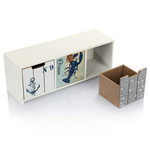 com-four® Comò mini con 3 cassetti - mobile in legno dal design marittimo - mini mobile per riporre gioielli, cosmetici e piccoli oggetti (1 pezzo - 33x10x12-3 cassetti)
