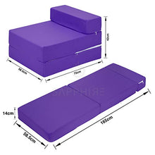 Futon Z - Divano letto singolo pieghevole per adulti e bambini, con rivestimento rimovibile con cerniera, colore: viola