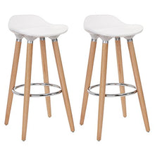 SONGMICS 2 x Sgabello da Bar con Gambe in Legno Sedile in ABS Sedia Alta Cucina Altezza di 73 cm Bianco LJB20W