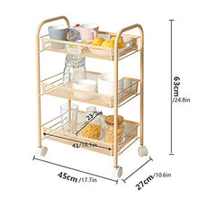 Multifunzionale Piano Mobile Piano Trolley Giallo Mensola a Tre Strati Grande capacità di archiviazione Adatto a Bagno Camera da Letto Soggiorno Cucina Balcone