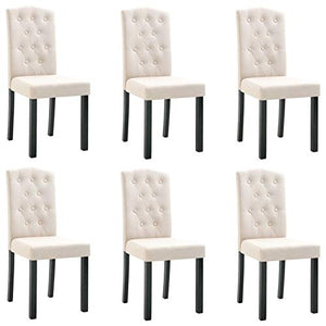 Tidyard Set di 6 Sedie Sala da Pranzo Sedia da Cucina in Tessuto Sedie con Schienale per Soggiorno Camera da Letto 42 x 51,5 x 95 cm Crema