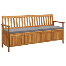 Panchina da giardino con vano portaoggetti e supporto, 170 cm, in legno di acacia