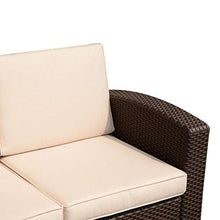 miozzi Divano da Esterno a 3 Posti in Rattan Sintetico con Cuscini Marrone 199x71x75 cm