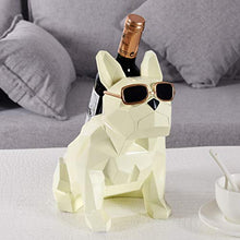 KUKU Portabottiglie da Vino Creativo da Tavolo, Portabottiglie in Resina Bulldog Francese, Espositore per Bottiglie di Vino di Lusso, Utilizzato in Soggiorno, Bar E Cucina,Bianca