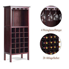 Giantex - Portabottiglie Cantinetta per Vino in Legno per 20 Bottiglie, Scaffale per Bottiglie di Vino con 4 Porta Calici, Vintage, per Cucina, Bar, 42 x 24,5 x 96 cm (Marrone)