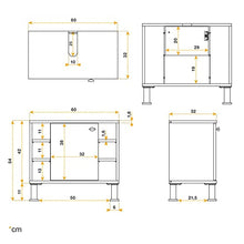 RICOO WM100-EW-W Mobile Bagno 60x54x32cm Mobiletto sotto-lavabo Armadio salvaspazio Arredamento Copricolonna Legno Rovere Marrone Porta Bianca