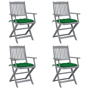 vidaXL Sedie da Giardino Pieghevoli 4pz con Cuscini in Massello Acacia