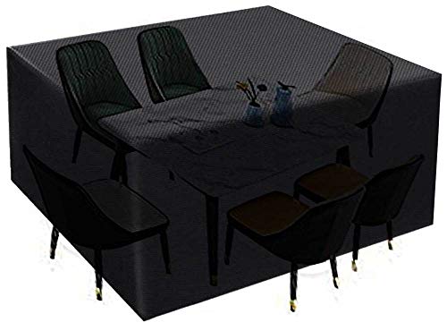 QIANC Copertura Tavolo Esterno,Coperture per Mobili da Giardino,Impermeabile e Resistente UV,per Divani e Sedie,155x95x68cm(60.4x37x26.5in)_Black