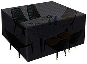 QIANC Copertura Tavolo Esterno,Coperture per Mobili da Giardino,Impermeabile e Resistente UV,per Divani e Sedie,155x95x68cm(60.4x37x26.5in)_Black
