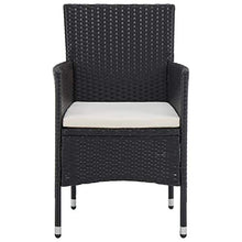 Festnight Set Mobili da Pranzo per Giardino, Tavolo Sedie da Giardino, Set Mobili da Giardino Polyrattan Nero e Vetro 5 pz