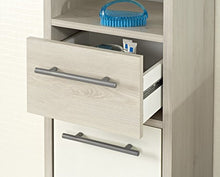 AVANTI TRENDSTORE - Julian - Armadio a colonna da bagno, in laminato di pino chiaro e colore bianco lucido, dimensioni LAP 33x195,5x28 cm