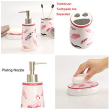 WYPDM Lavaggio Ceramica 4 Pezzi Set Nordic Flamingo Stampa Bagno Set Accessori Bagno