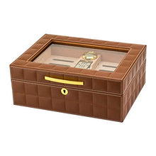 DZSF Legno di Cedro Cigar Humidor, casa portasigari in Pelle con Il Sigaro umidificatore, Doppio Strato Legno di Cedro Cigar Humidor,Marrone