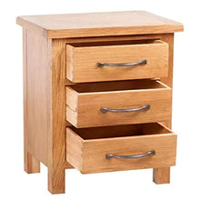 Comodino in legno di quercia massiccio comodino con 3 cassetti per soggiorno, camera da letto, supporto marrone 39,9 x 30 x 54,1 cm