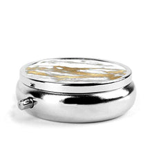 Golden Strokes marmo grigio pietra rotonda pillola contenitore 3 scomparti metallo medicina caso vitamina organizzatore titolare scatola decorativa per viaggi all'aperto