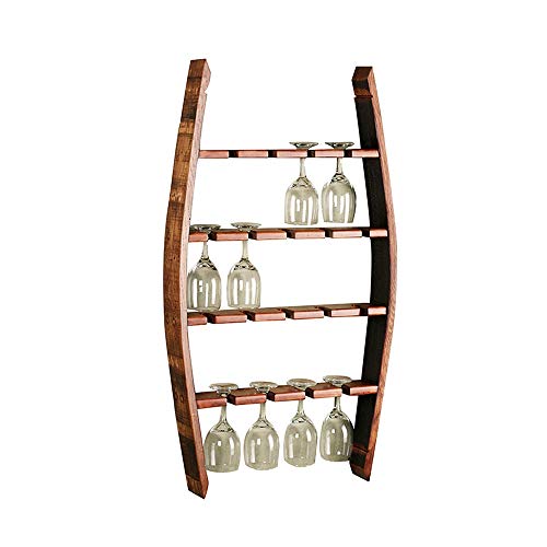 HAIYU- Portabottiglie in Legno per Vino Portabicchieri Sospeso Supporto per Calici Ripiano Rustico in Vetro per Vino a 4 Strati per Cucina/Bar/Ristorante, 52 x 10 x 90 cm