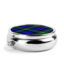Sempill Simple, contenitore rotondo per pillole in tartan a 3 scomparti, in metallo, per medicinali e vitamine, per viaggi all'aperto