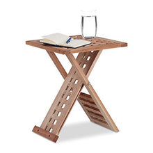 Relaxdays 10021328 Tavolino da Salotto, Pieghevole, Legno Noce, Quadrato, HxLxP: 40,5 x 33 x 33 cm, Marrone Chiaro