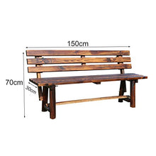 Panca da giardino per esterni, terrazza, salotto, posti a sedere, Sedia doppia da giardino in legno massello carbonizzato anticorrosivo, Panche da giardino con schienali per 2-3 persone