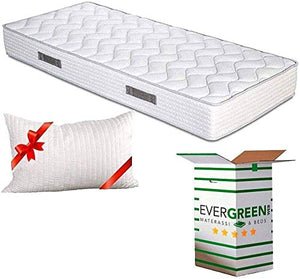 Evergreenweb - Materasso Singolo 90x190 Alto 20 cm in Poliuretano ORTOPEDICO lastra Water Foam Bio + CUSCINO Memory Foam INCLUSO Rivestimento Morbido Bianco Anallergico ideale per Reti o Letti Singoli