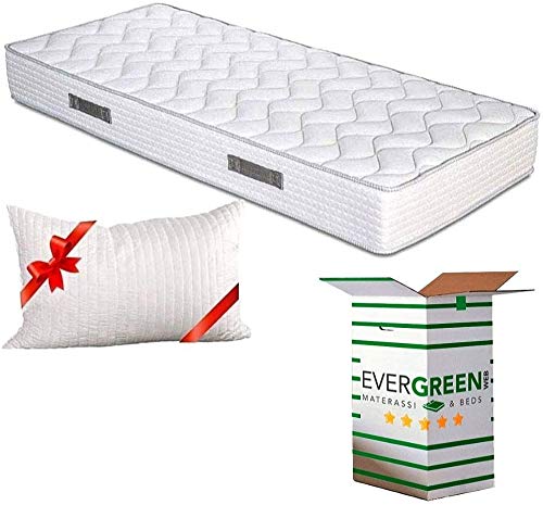 EVERGREENWEB - Materasso Singolo 90x200 in Waterfoam Alto 20 cm con Cuscino Memory Foam Gratis, Ortopedico, Rivestimento Effetto Massaggiante, Tessuto Antiacaro per Tutti Reti o Letti Singoli Fashion