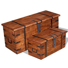 Xingshuoonline Set di Baule di archiviazione in Legno Massiccio 2 Pezzi, Grande: 83 x 33 x 37 cm